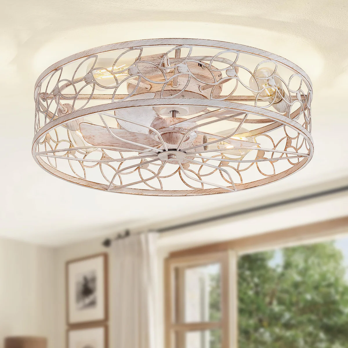 LEDIARY Caged Ceiling Fan