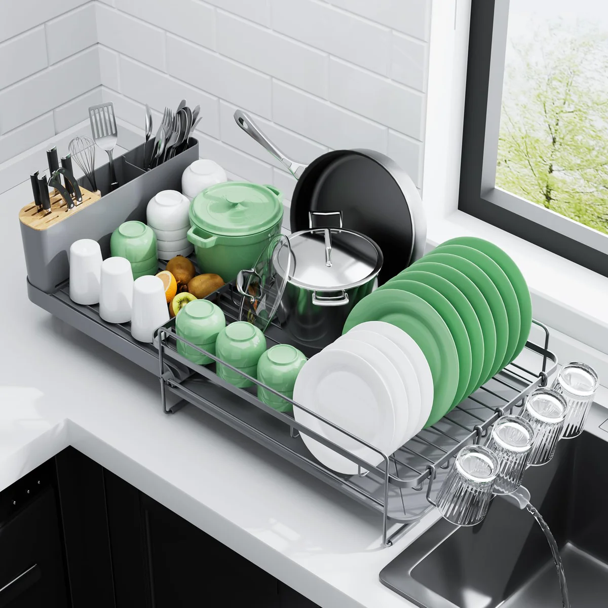 Kitsure Extendable Over Sink Dish Drying Rack