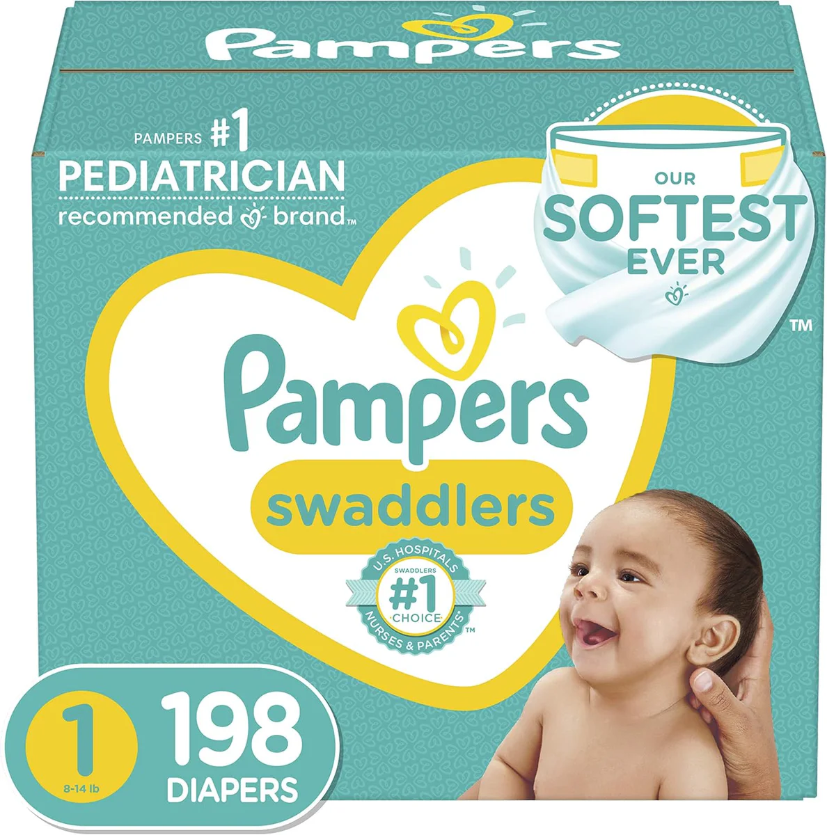 Pampers Swaddlers Diapers Size 1, 198ct