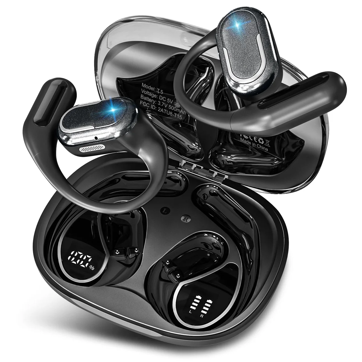 Byobyc Wireless Headphones, 60H Playtime, Open Ear, Earhook