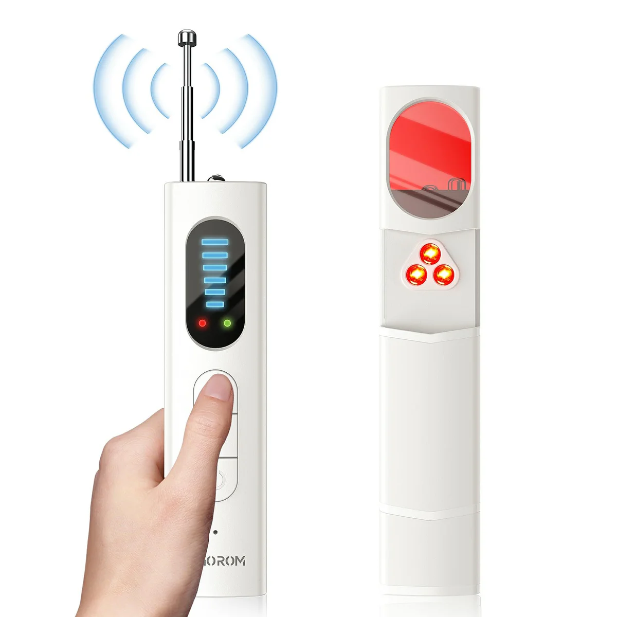 Hidden Camera Detector with Flashlight,Wireless Signal (5 Sensitivity Levels) /RF Signal/Magnetic Bug Detector to Find Mini Camera,Listen Device,Anti Spy Camera Finder for Travel White