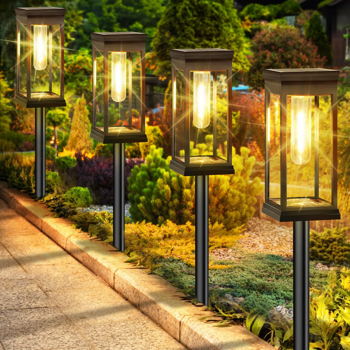 BesLowe Upgraded Solar Pathway Lights