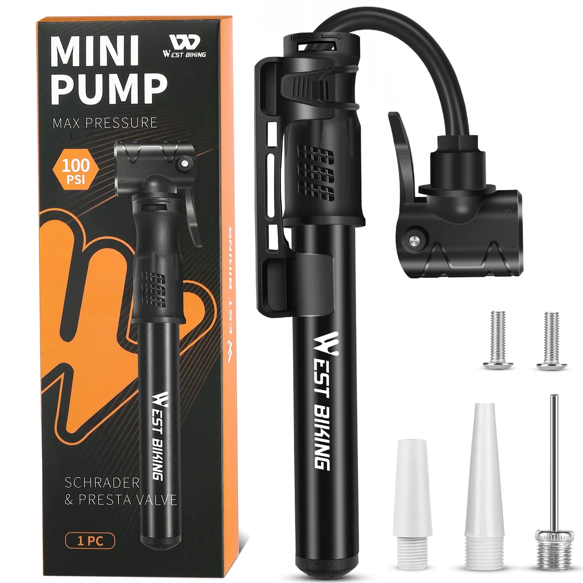 West Biking Mini Bicycle Pump Hand Air Inflator