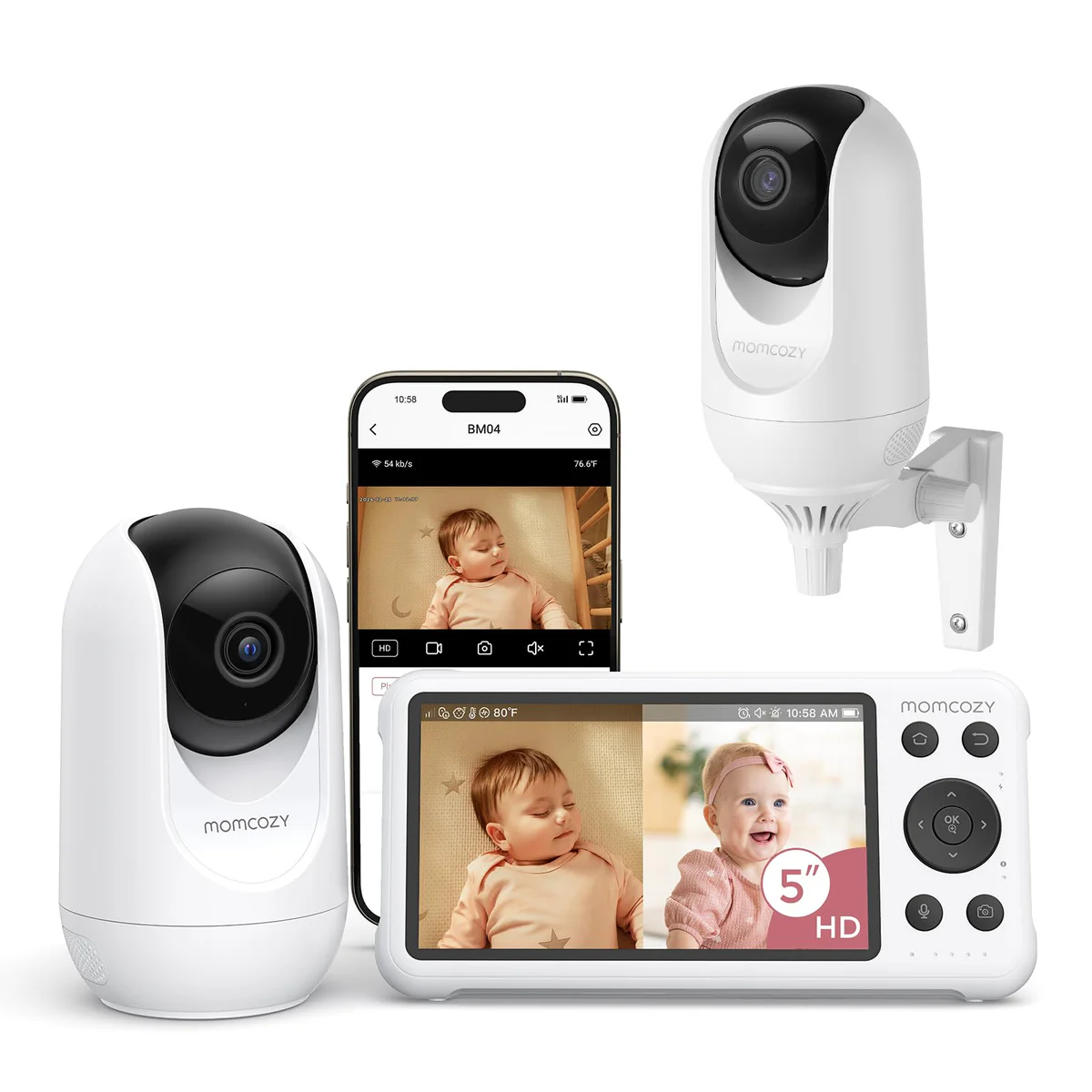 Momcozy Smart WiFi Baby Monitor with 2 Cameras