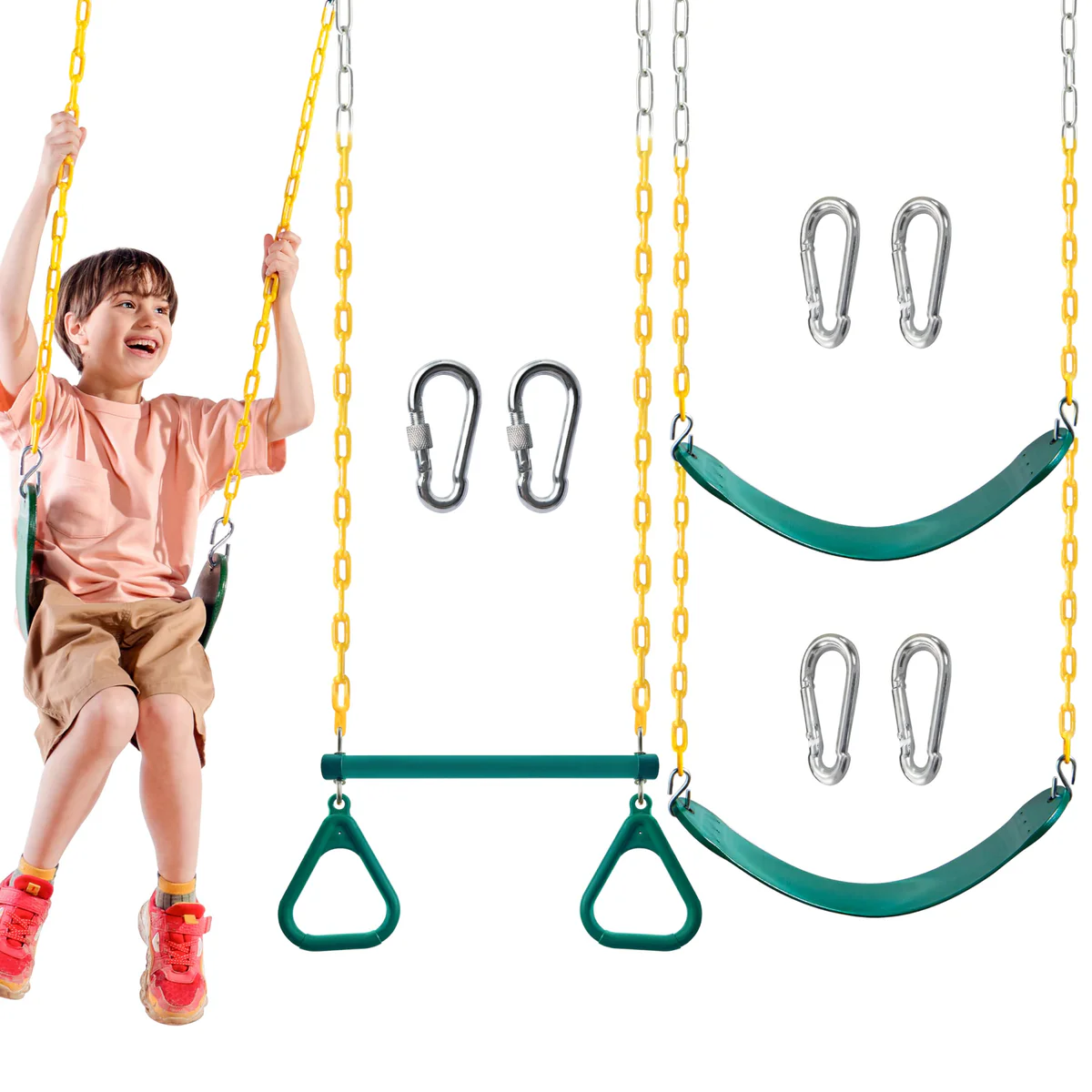 TURFEE Swing Set Replacement with Coated Chains