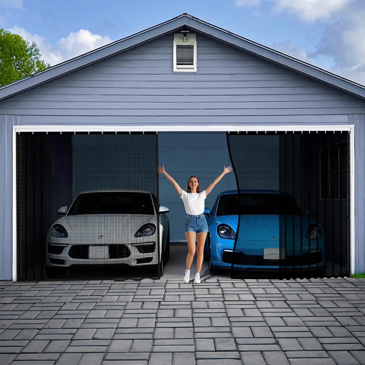 NGNFZQ Garage Door Screen 16x7 Ft Retractable