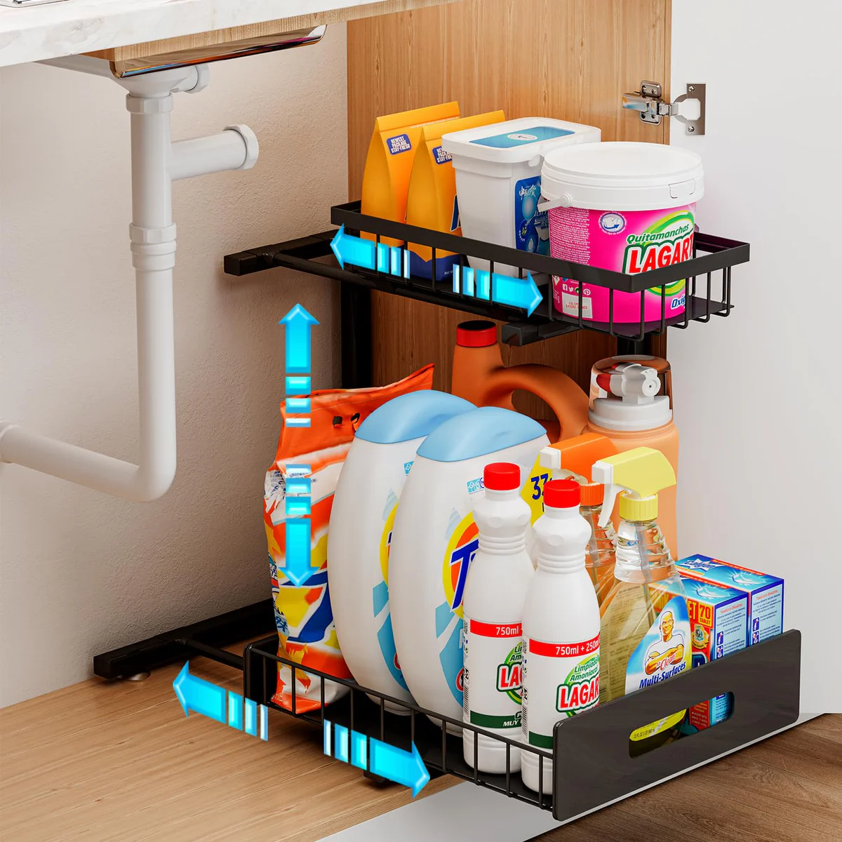 ADBIU Under Sink Pull Out Cabinet Organizer