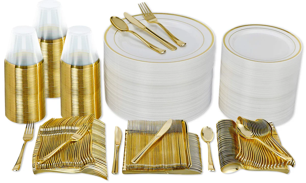 Prestee Disposable Plastic Plates & Silverware Set