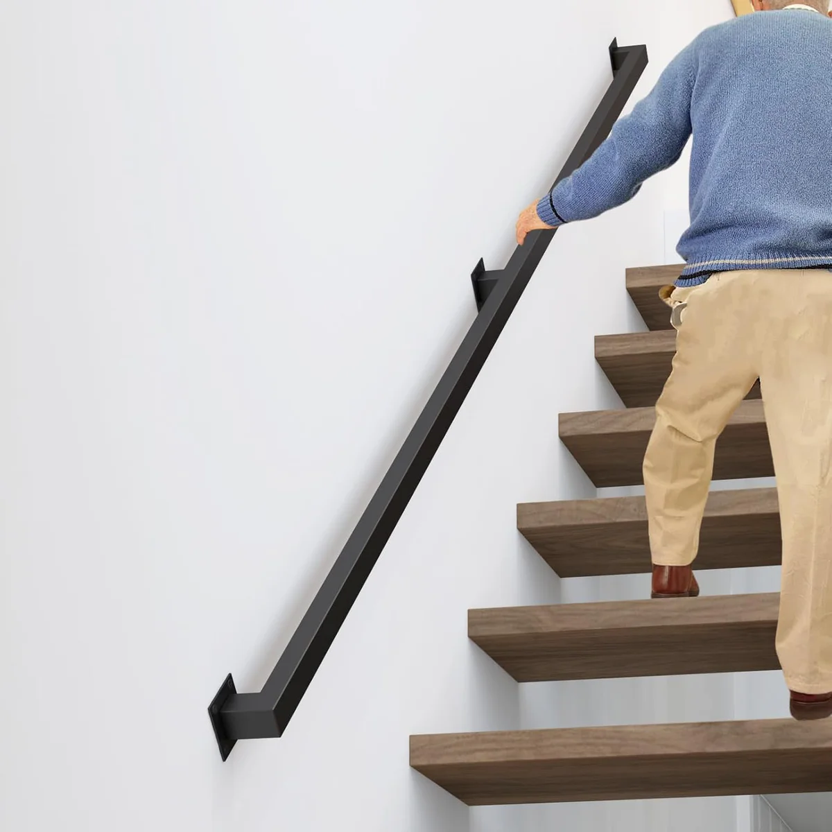 CAVOSEY Stair Hand Rail Kit, Black Metal