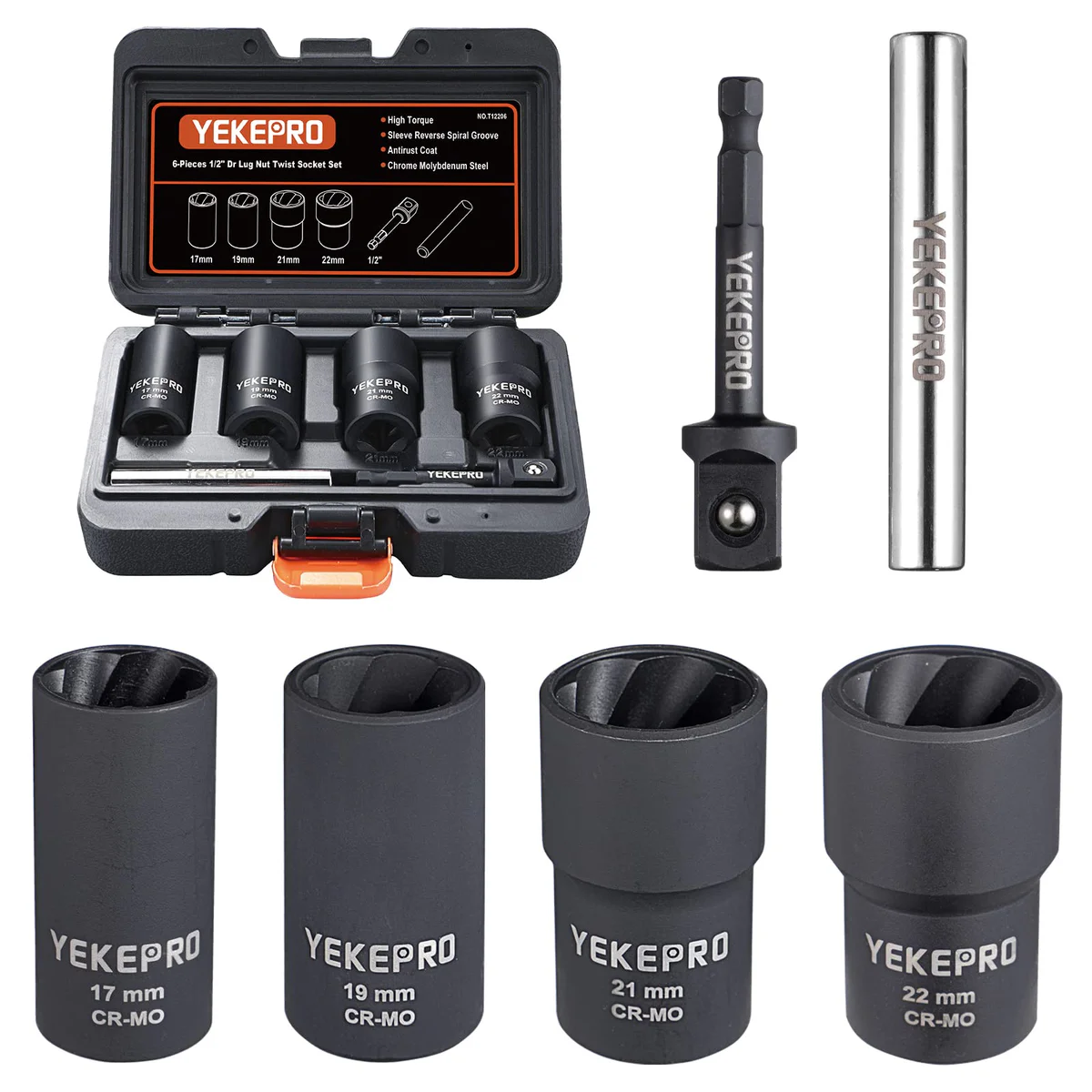 YEKEPRO Impact Lug Nut Socket Set Wheel Removal Tool
