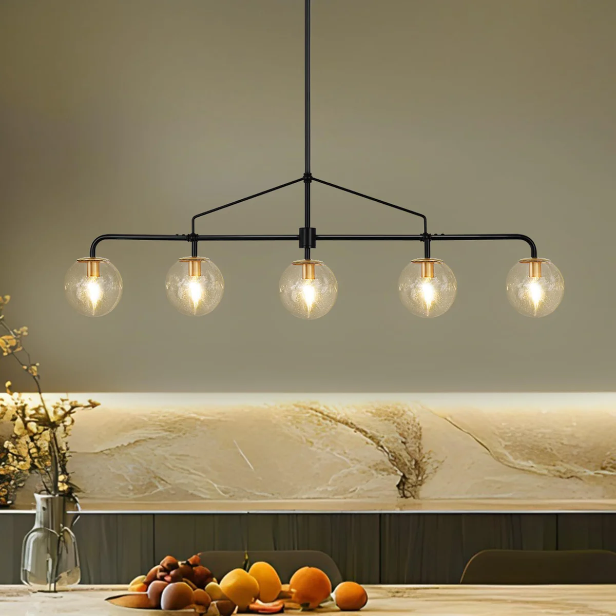 Lzawvm LED Linear Island Light Modern Chandelier