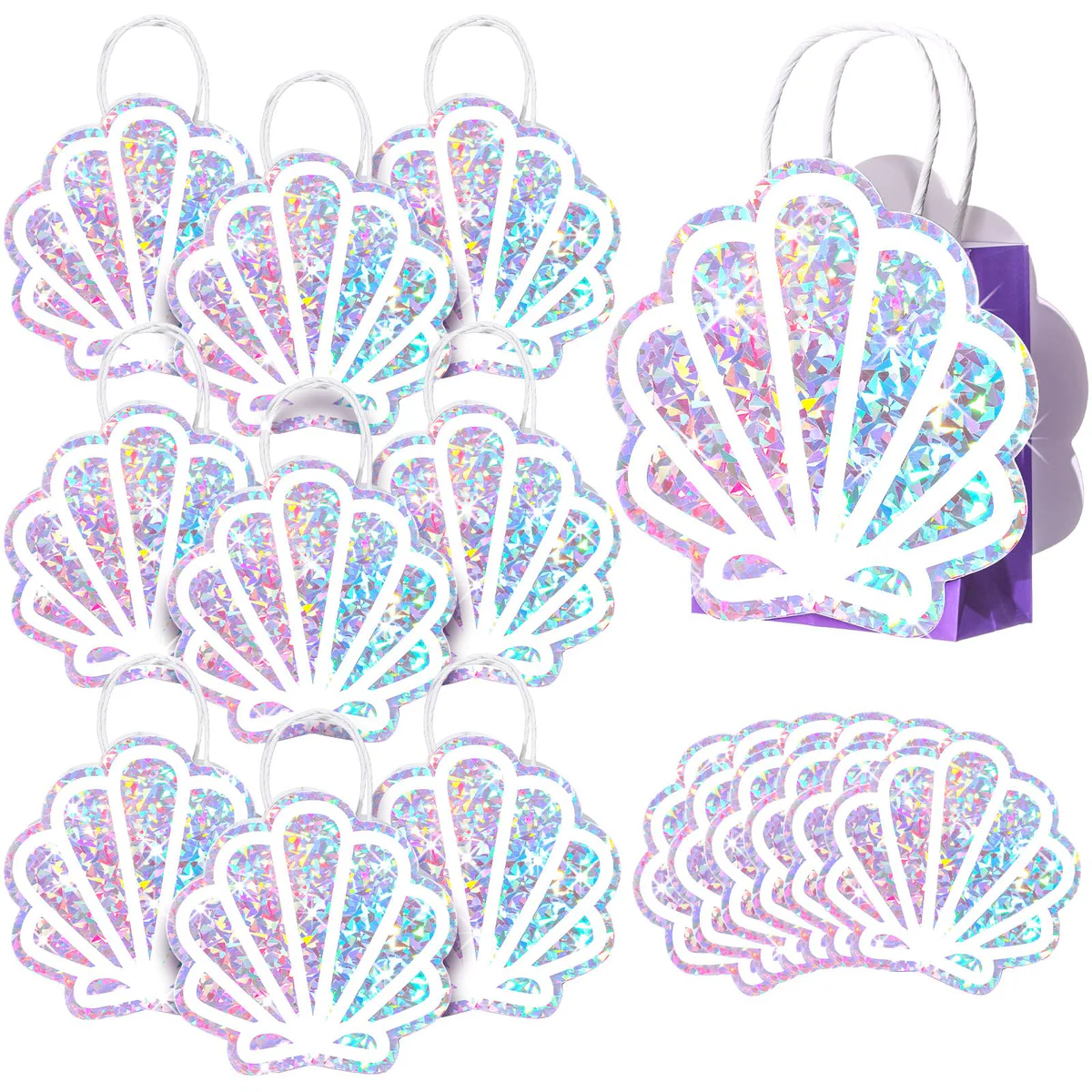Locmeo Shell Iridescent Mermaid Party Favor Bags