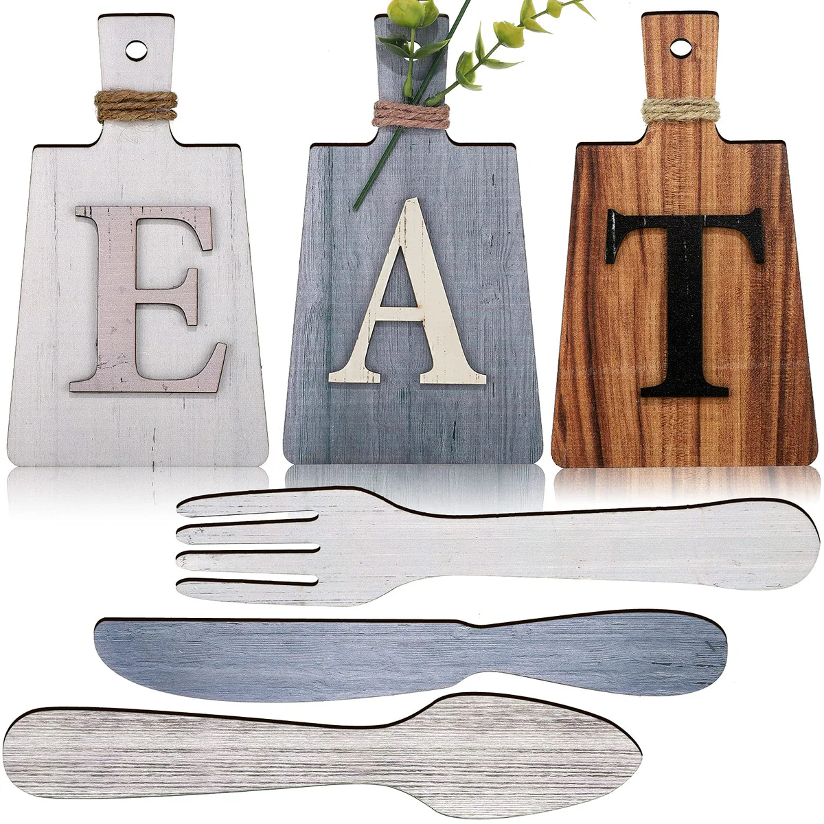 Blulu Eat Sign Kitchen Wall Decor Fork Spoon Utensil Cutlery