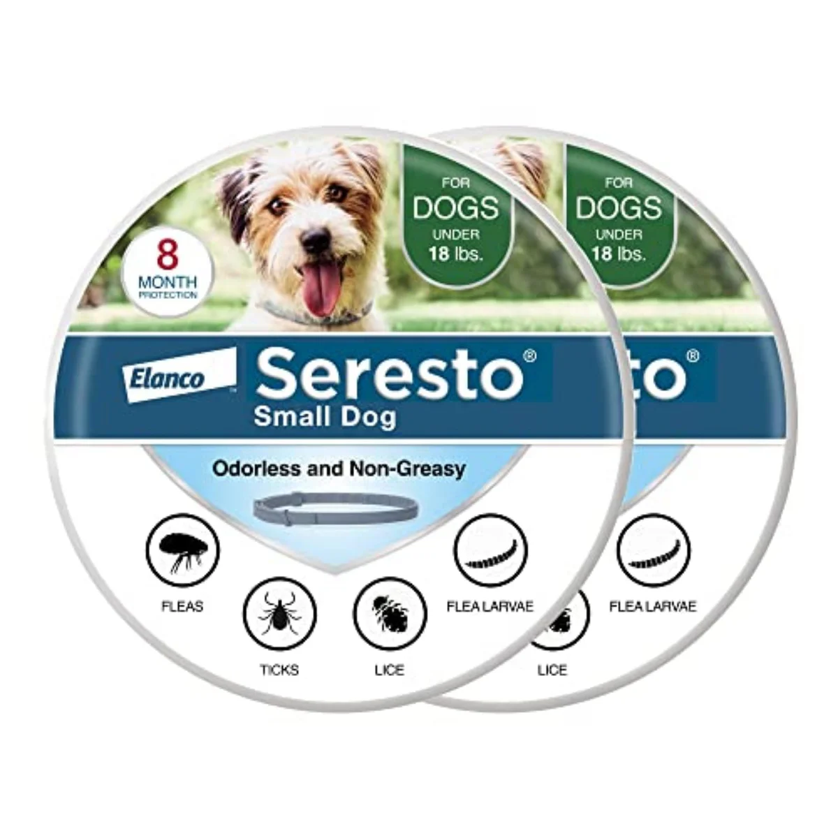 Seresto Flea and Tick Collar for Dogs, 8-Month Tick and Flea Collar for Small Dogs 2-Pack, Up to 18 