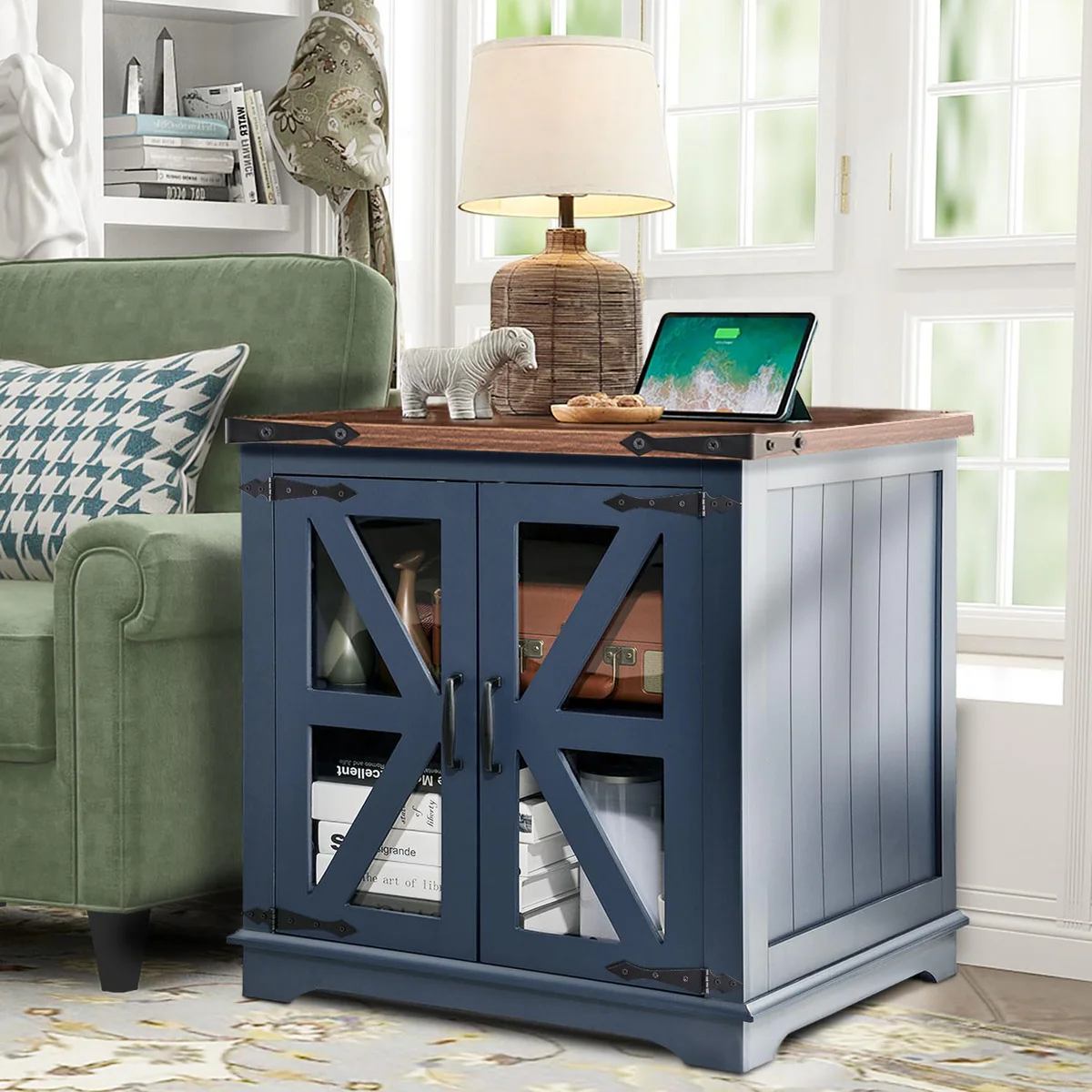 BEROXII Square Farmhouse End Table Nightstand