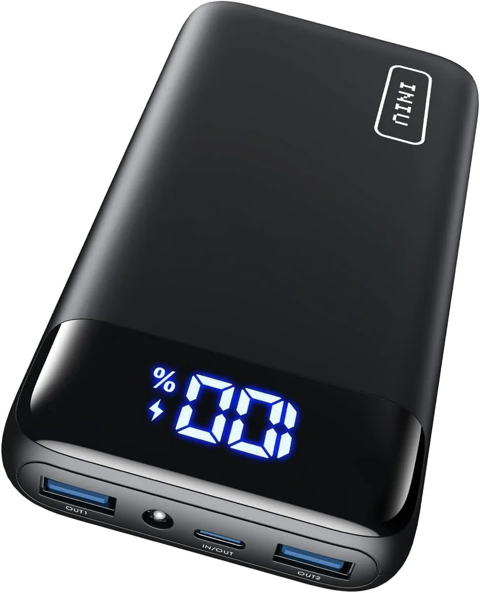 INIU Portable Charger, 20W PD3.0 QC4.0 Fast Charging LED Display 20000mAh Power Bank, Tri-Outputs Ba