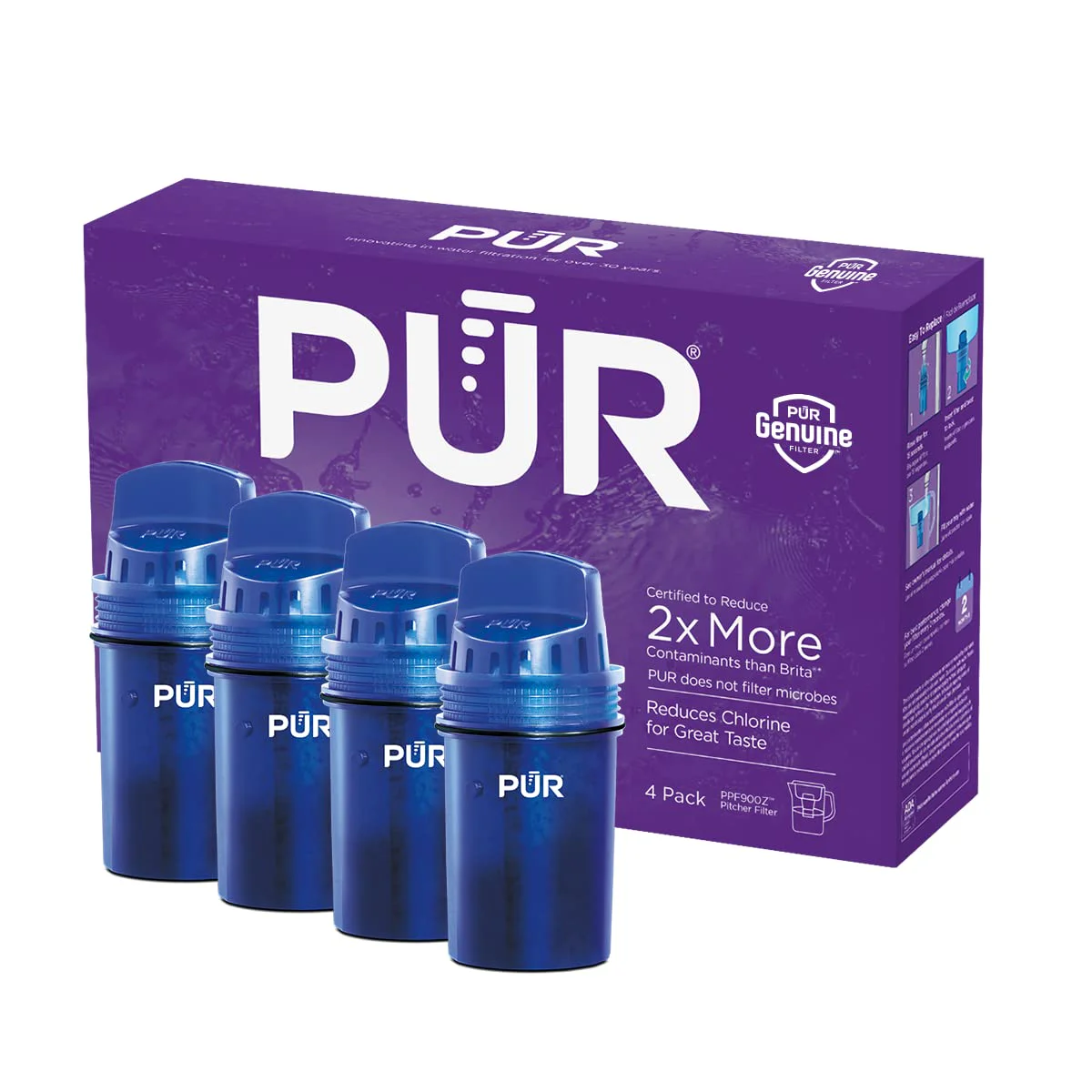 PUR Water Pitcher Replacement Filter, 4 Pack