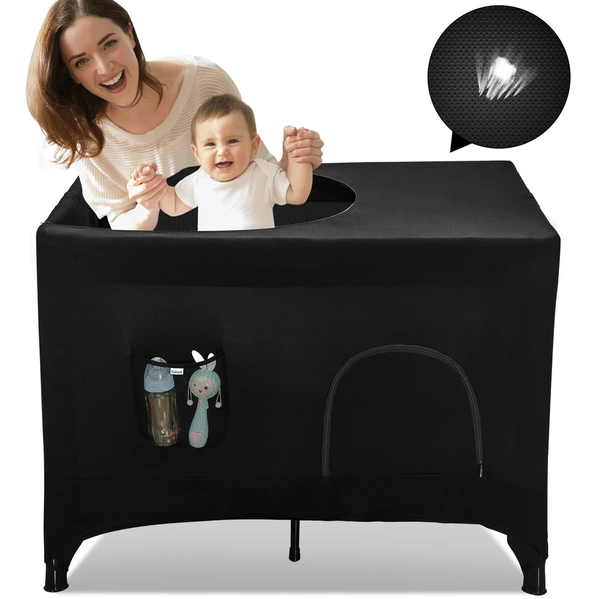 Hiaksedt Pack N Play Blackout Cover Portable Crib