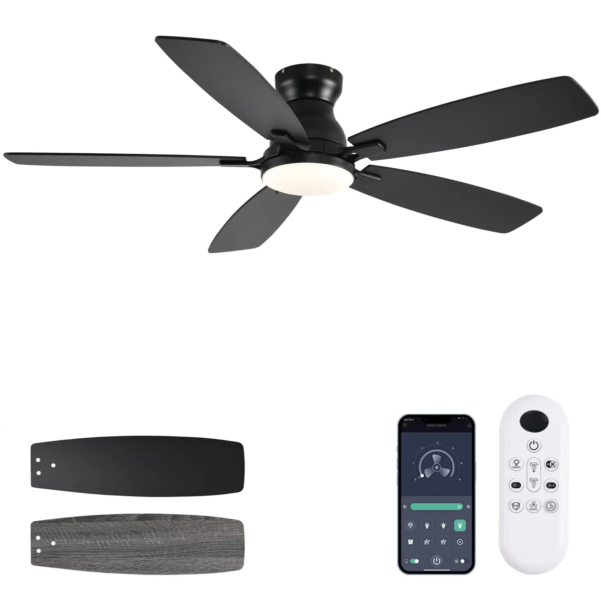 JSAITEE Indoor Ceiling Fan with Light