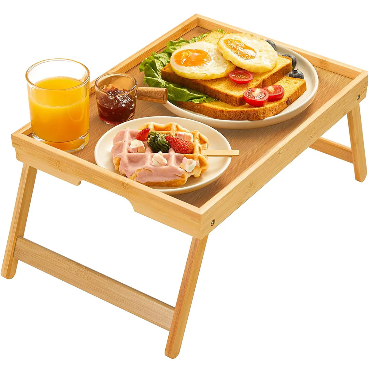 Bamboo Bed Tray Table With Foldable Legs