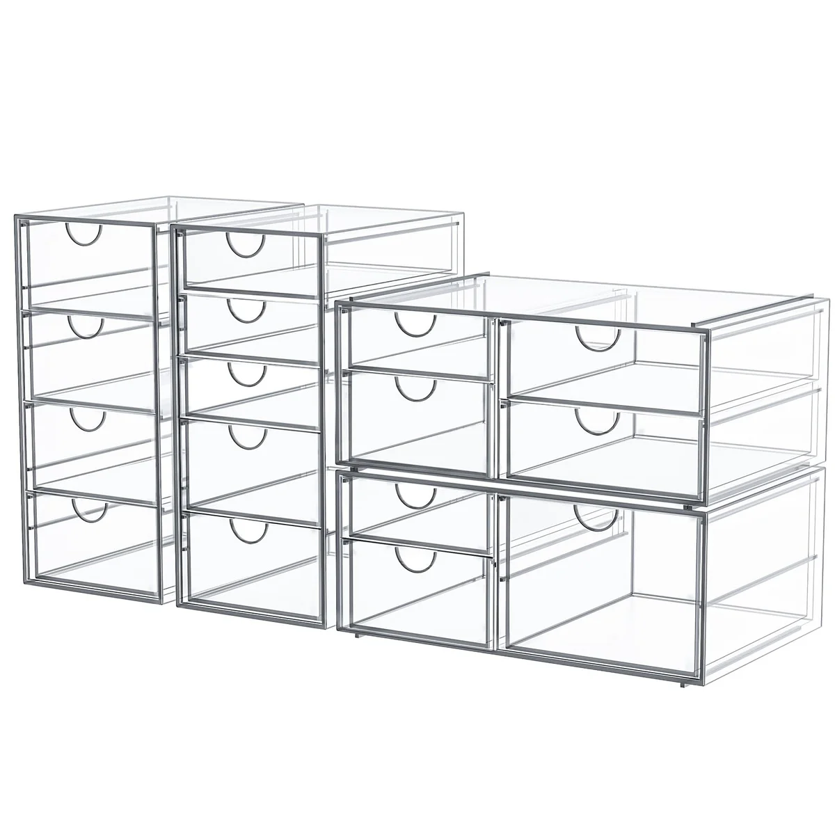 Caktraie Acrylic Makeup Organizer Vanity Drawer Storage