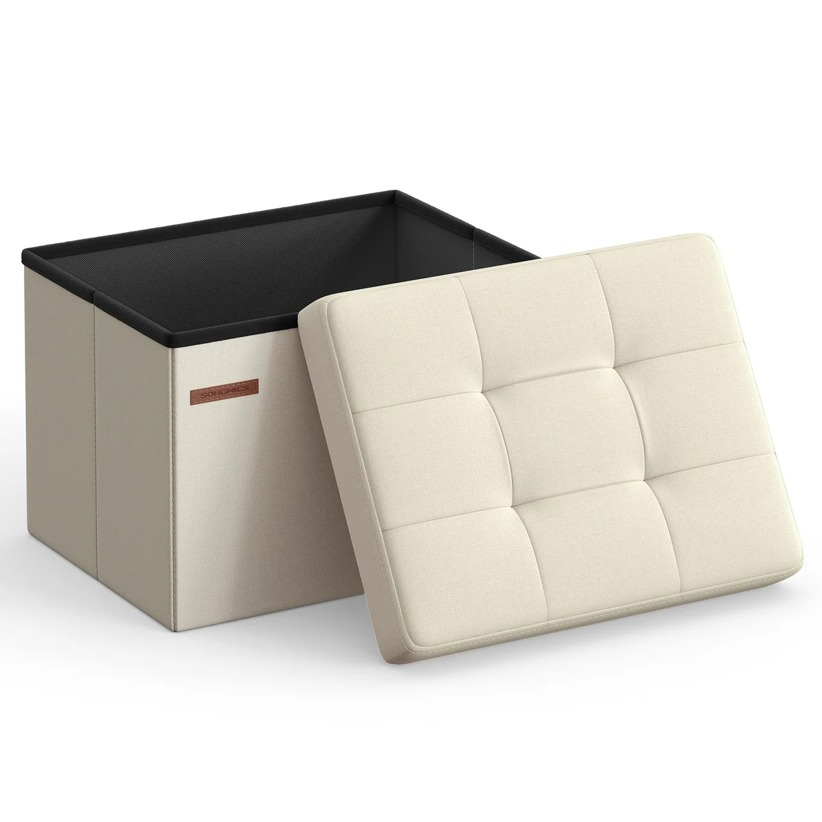 SONGMICS Folding Storage Ottoman Footrest Stool