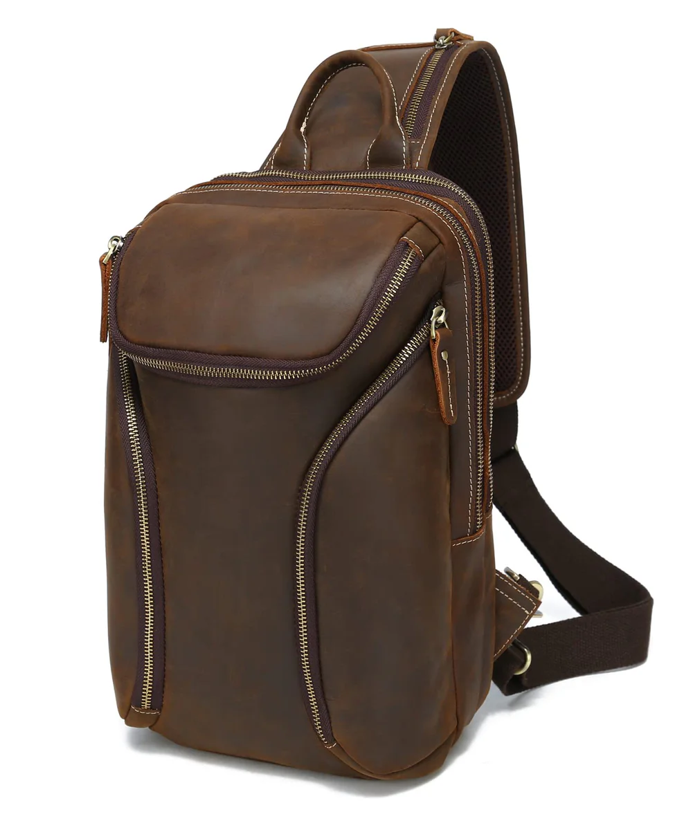 LANNSYNE Leather Sling Bag Crossbody Backpack Shoulder Bags