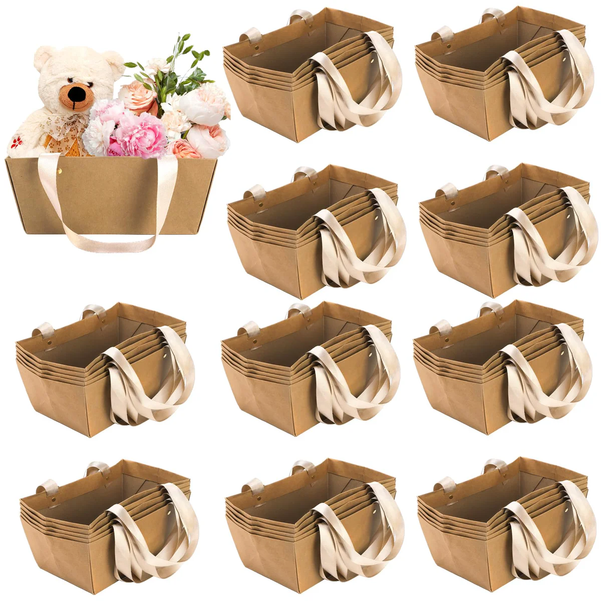 Cedilis Kraft Brown Gift Baskets with Handles