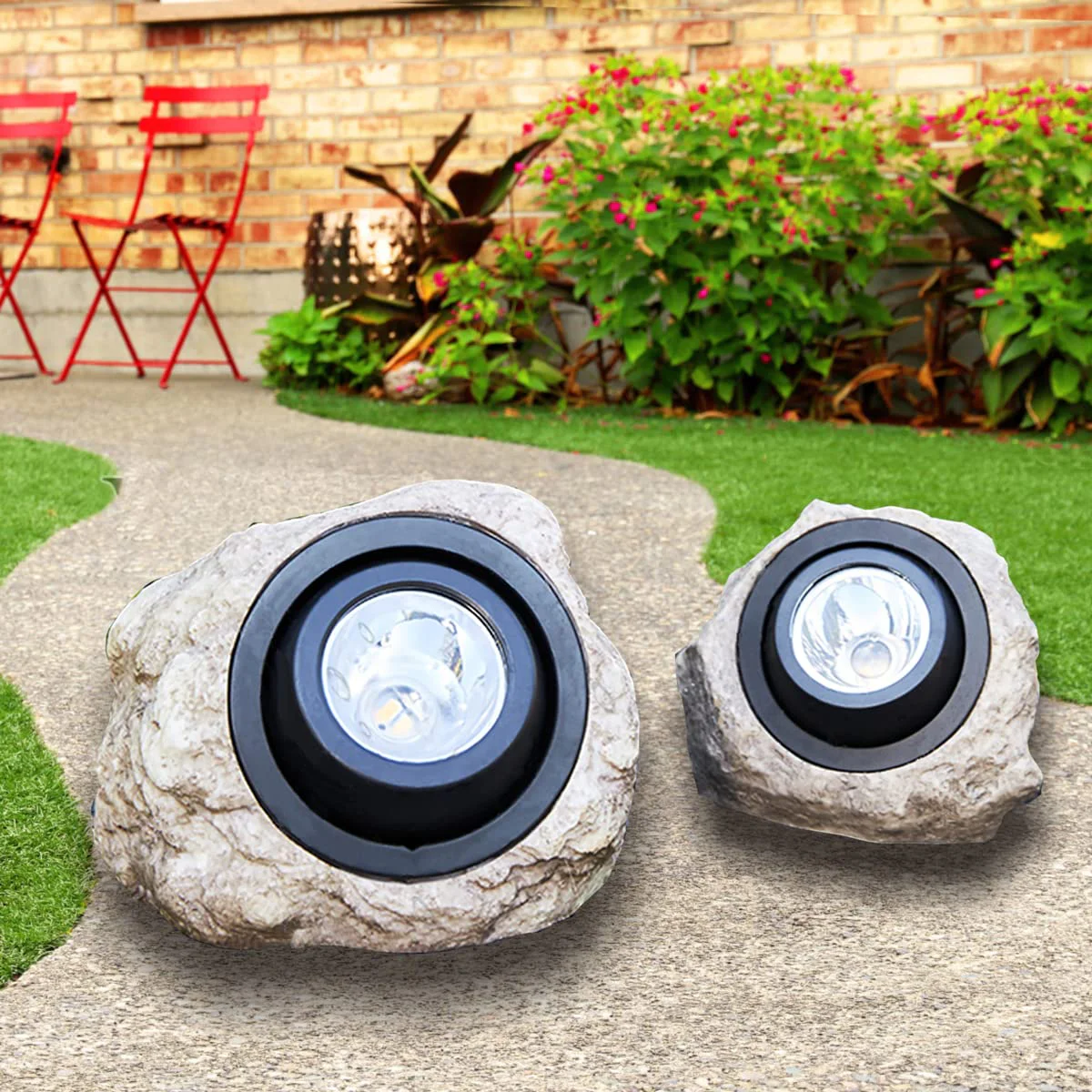 GOODFOEVER Rock Solar Garden Lights Path Outdoor Decor