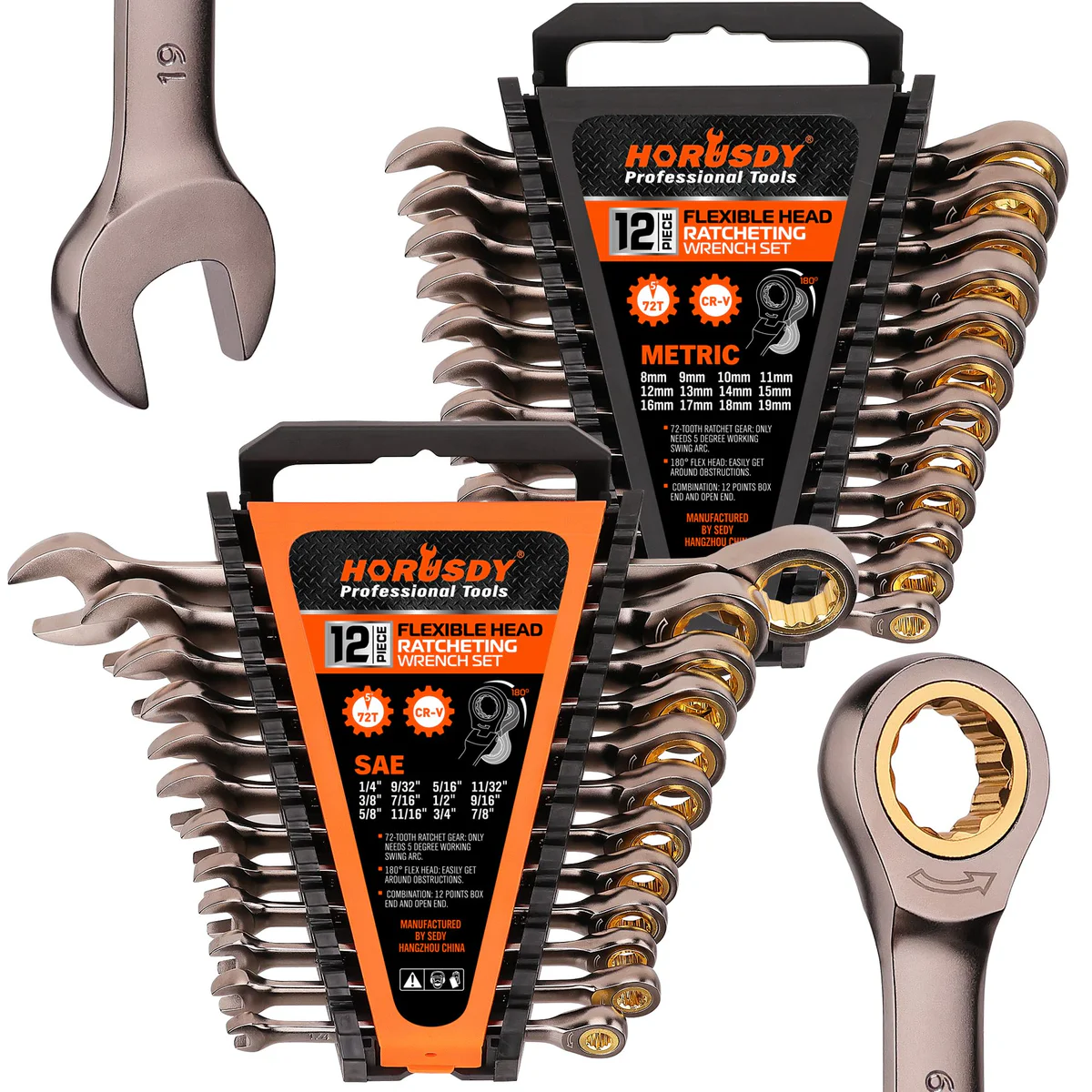 HORUSDY Ratcheting Wrench Set, SAE/Metric