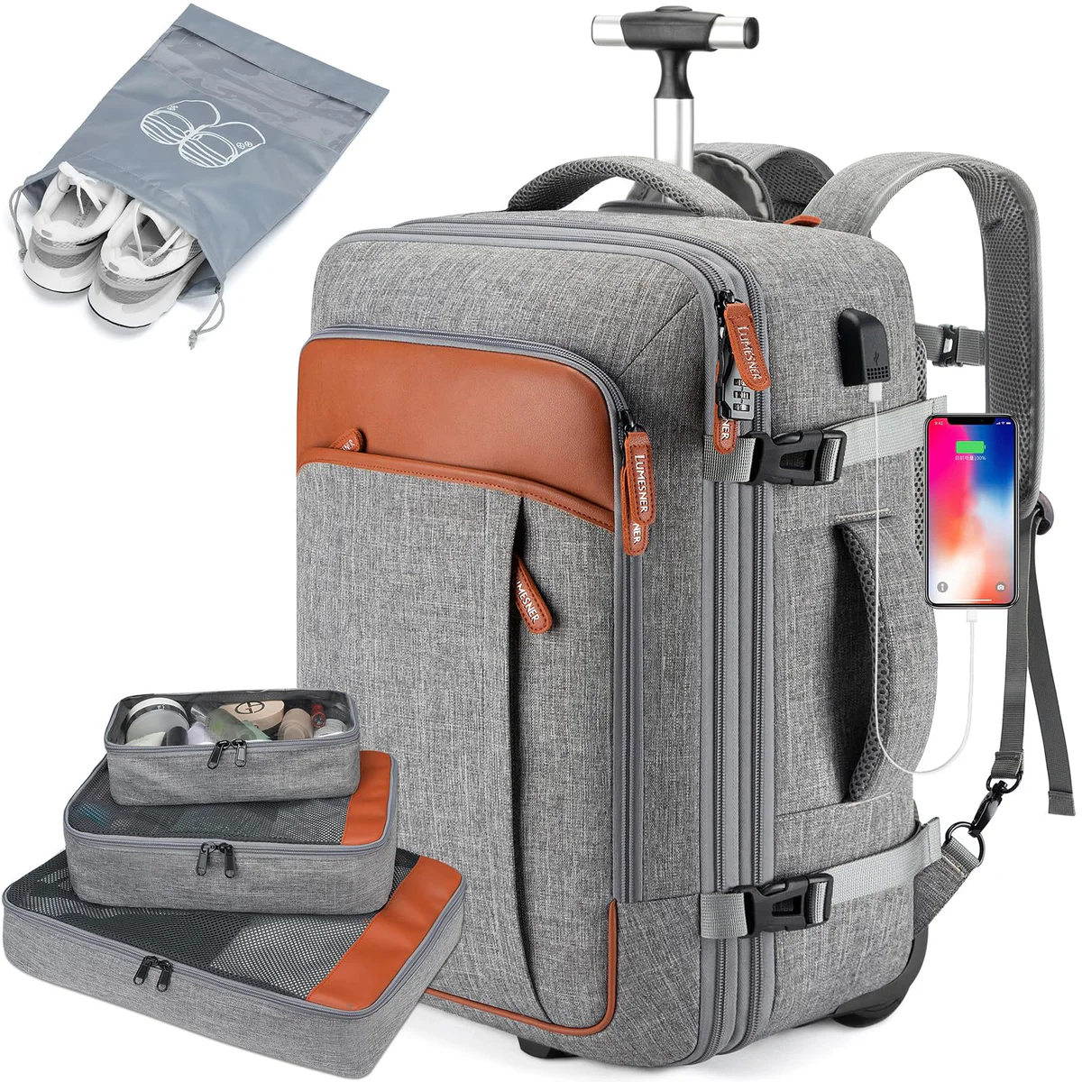 Lumesner Rolling Backpack 