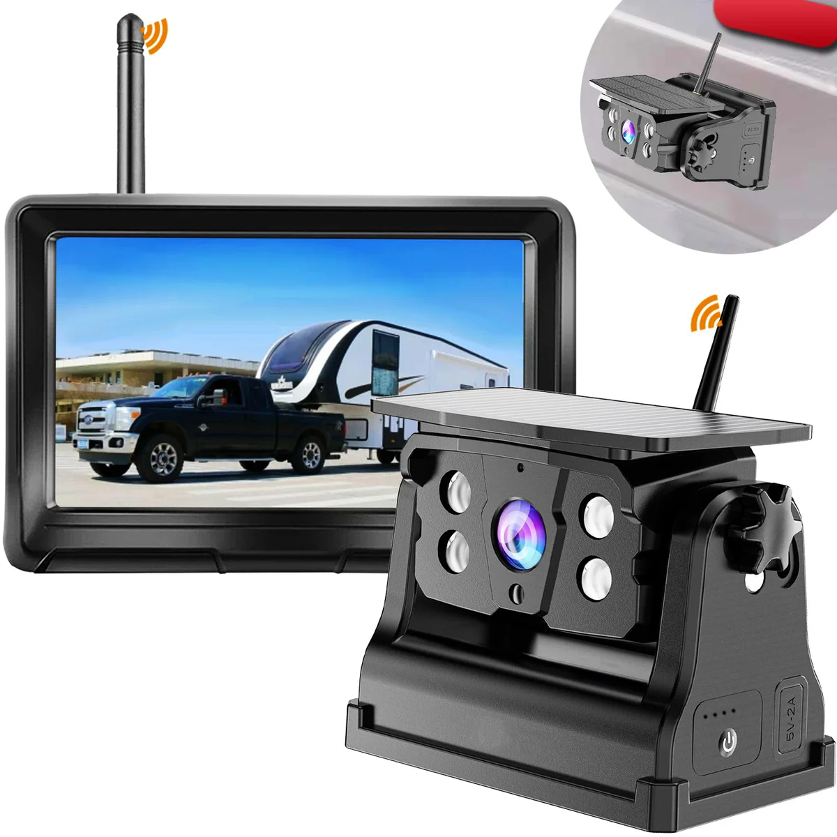 DOUXURY Solar Wireless Backup Camera with 5" HD Monitor