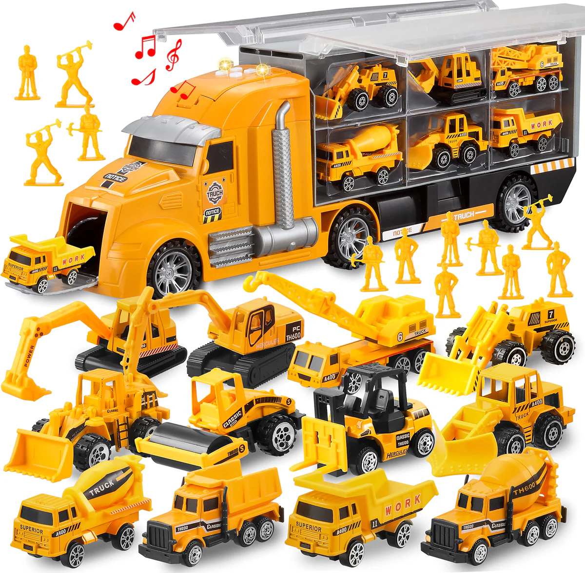 JOYIN Construction Truck Carrier Toy Set with Vehicles