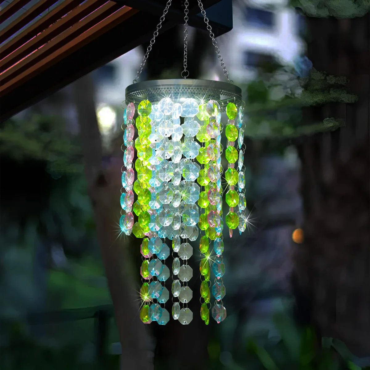 LEWIS&WAYNE Solar Crystal Hanging Lantern Chandelier