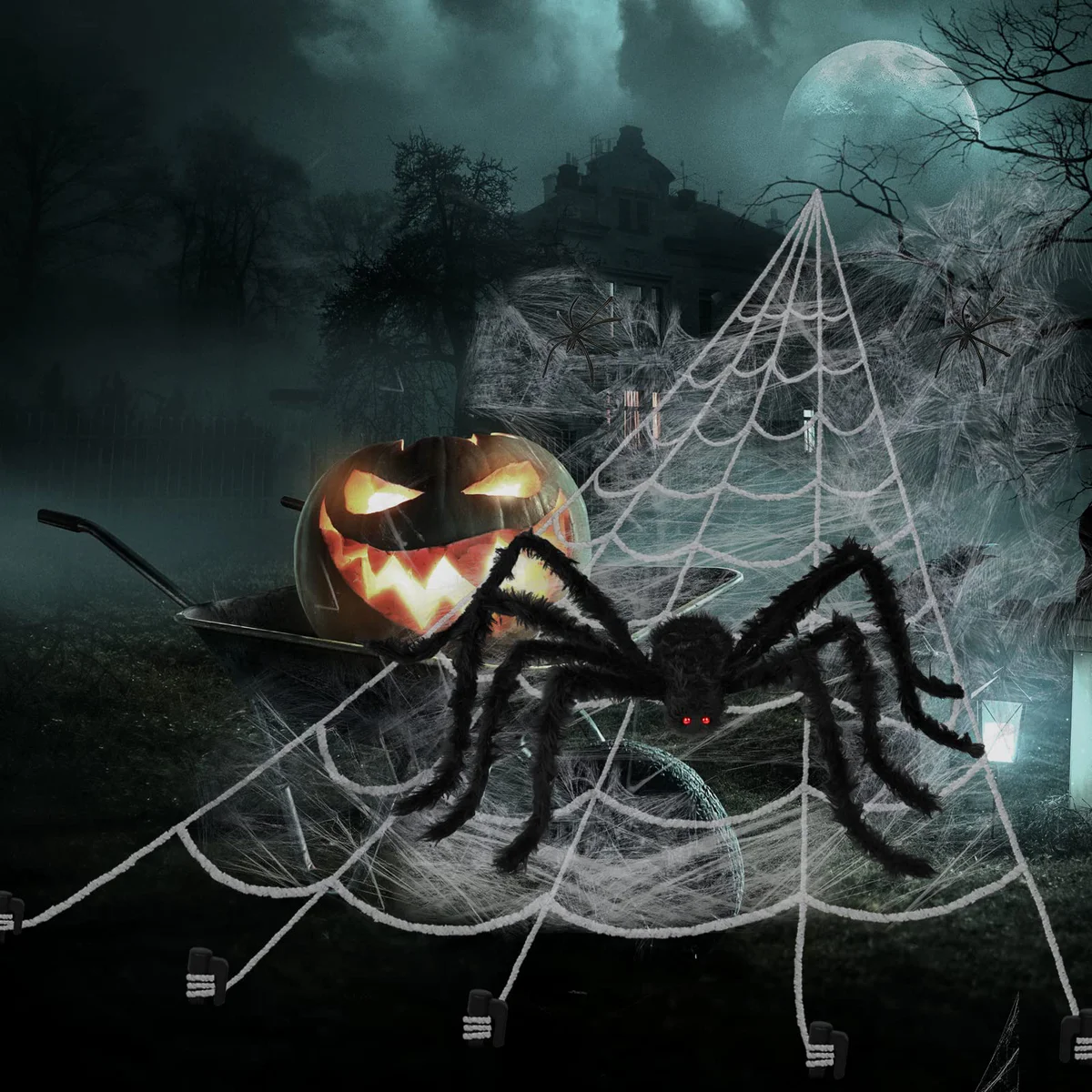 PUHPIG Halloween Giant Spider Web Triangle Decoration