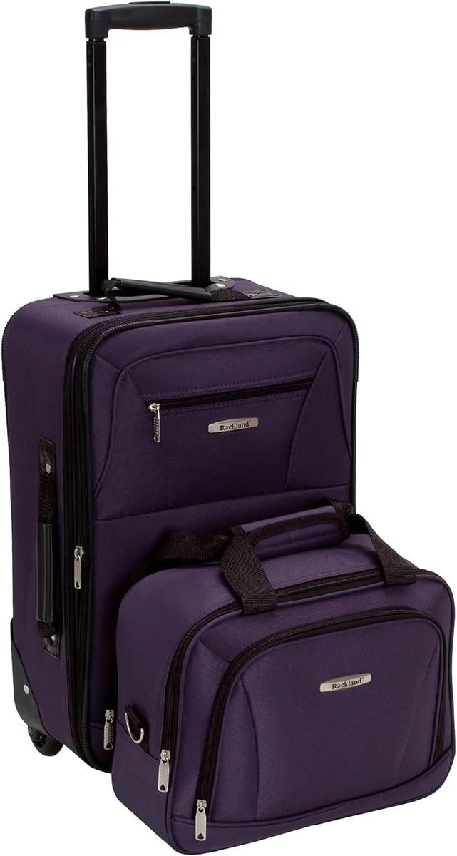Rockland Mariposa 19IN Expandable Spinner Carry-on Purple