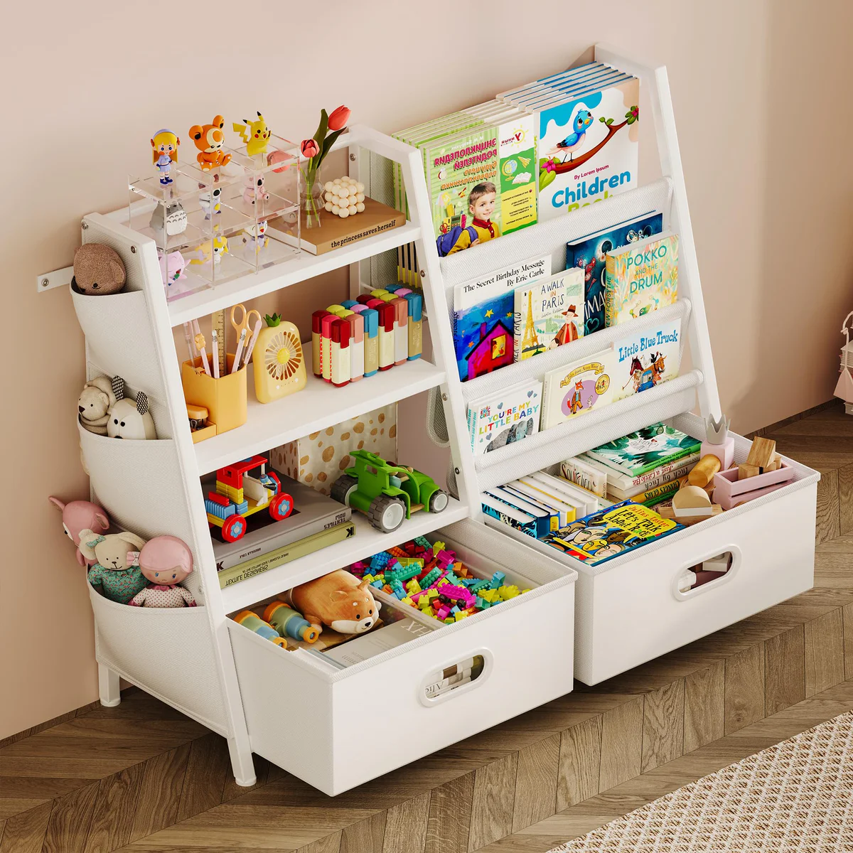 Homeiju Kids Bookshelf and Toy Storage Organizer