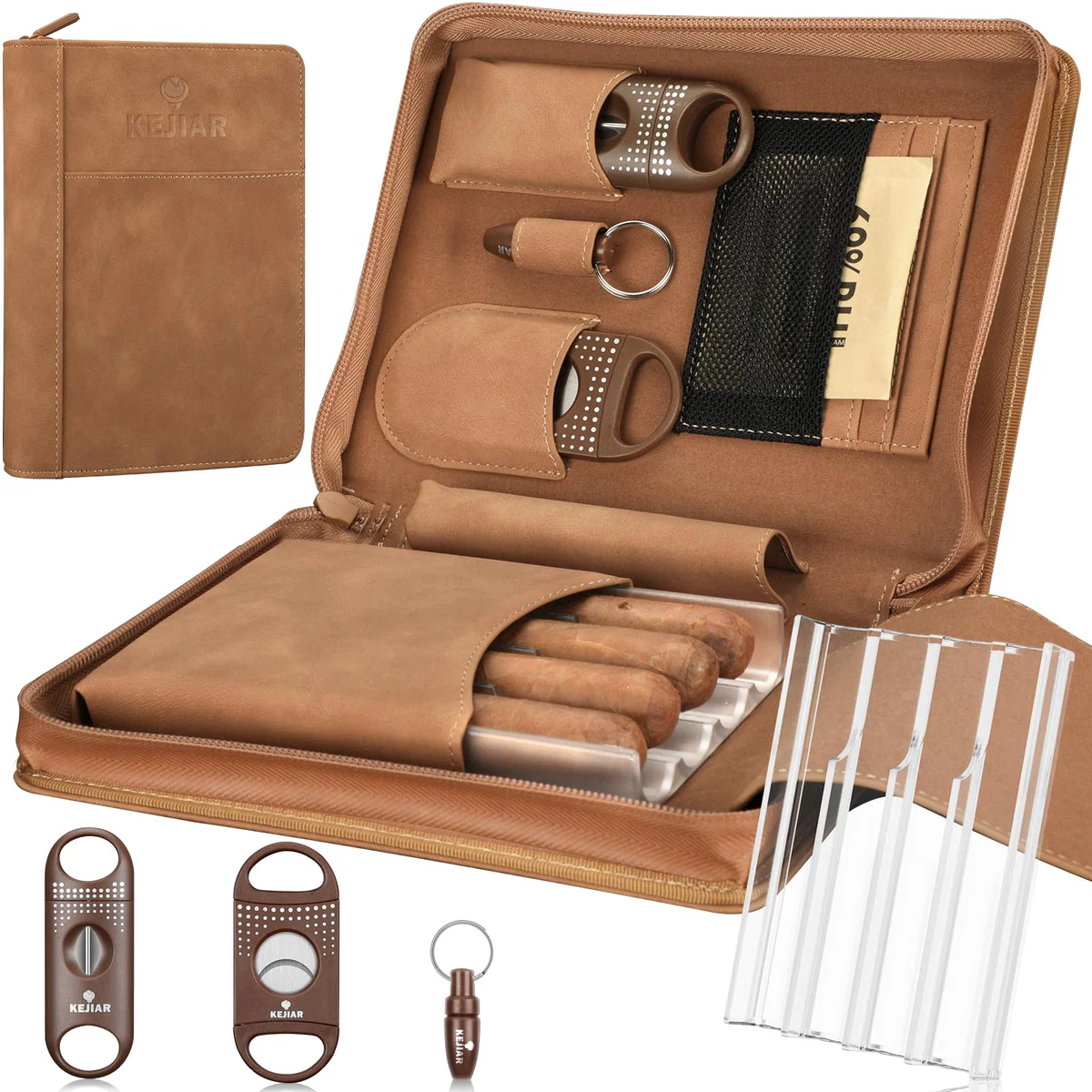 KEJIAR Leather Travel Cigar Humidor Case