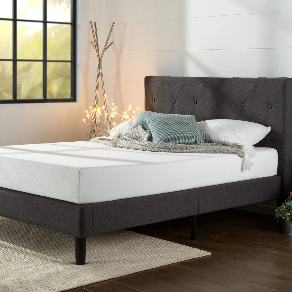 Zinus Shalini Platform Bed, Dark Grey