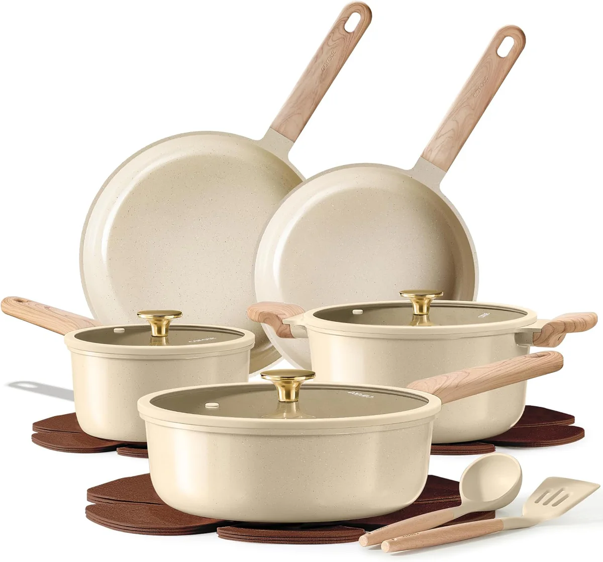 CAROTE 14-Piece Nonstick Ceramic Cookware Set