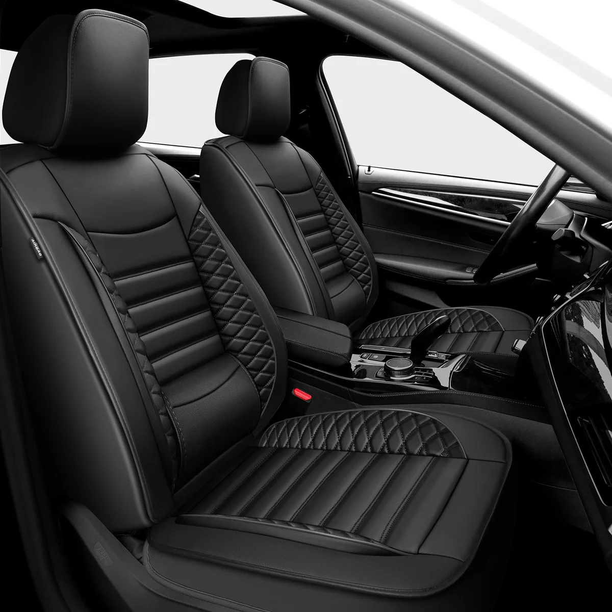 FQFZYMX Faux Leather Car Seat Covers Set