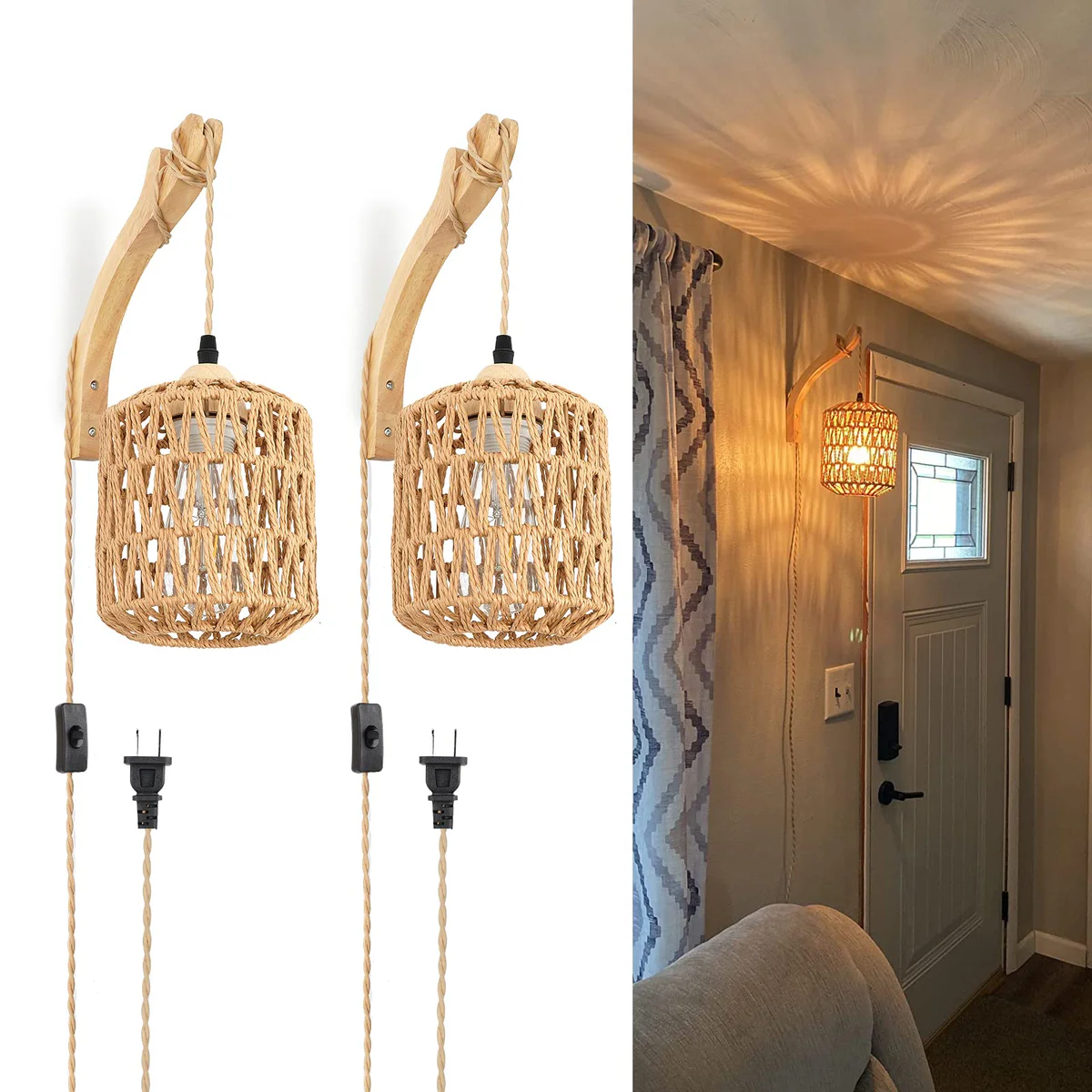FRIDEKO HOME Plug-in Wall Sconce Lighting Fixture