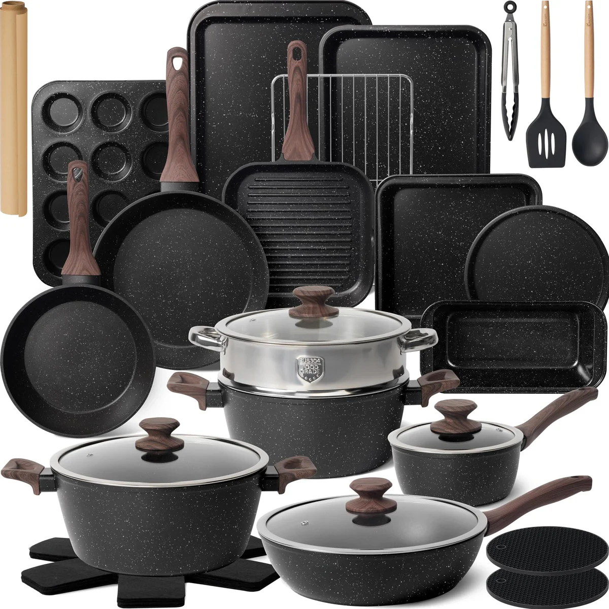 Kikcoin Nonstick Cookware Pots and Pans Set