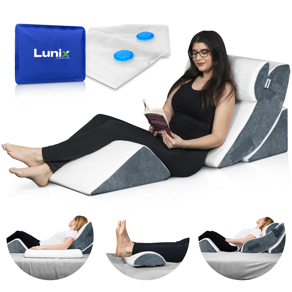 Lunix LX5 4pcs Orthopedic Bed Wedge Pillow Set