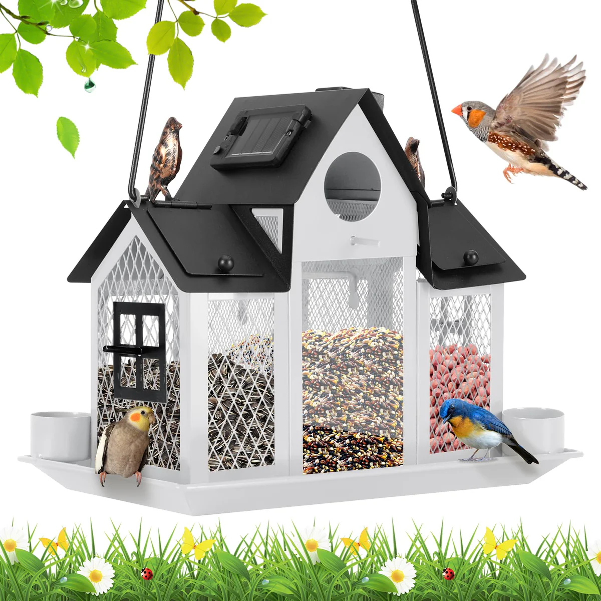 YYWMWM House Shaped Solar Bird Feeder