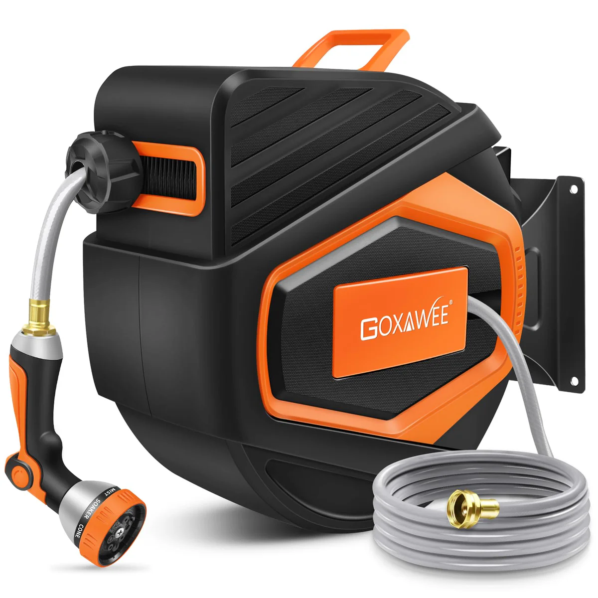 GOXAWEE Retractable Garden Hose Reel Wall Mount