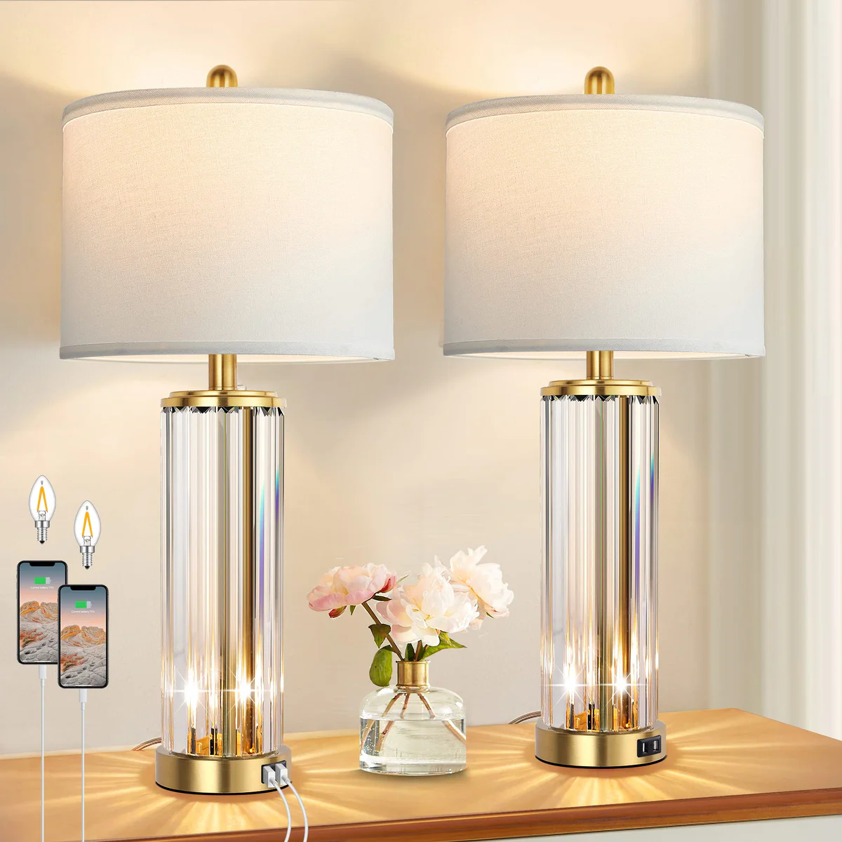 QiMH Gold Table Lamps