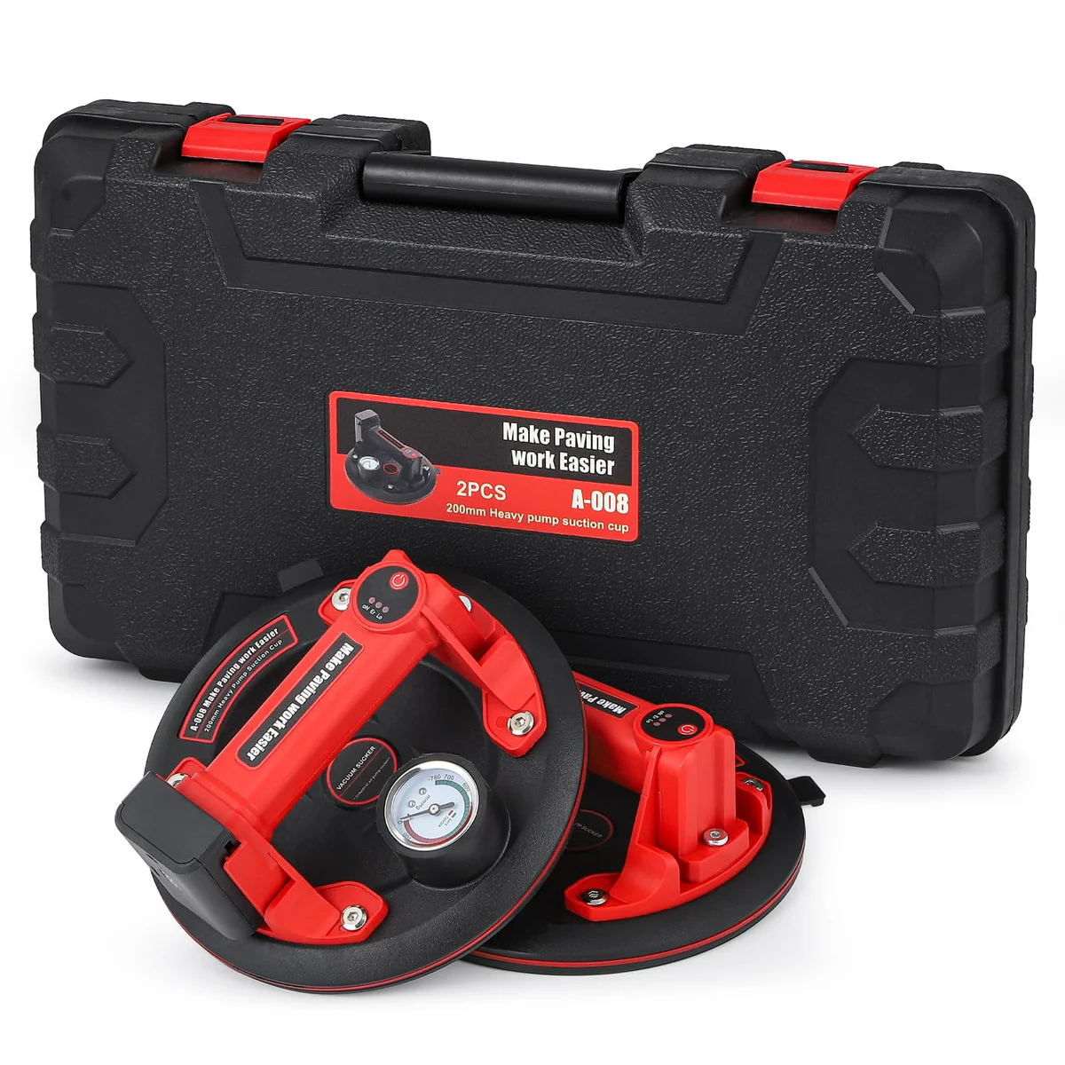 Bonvoisin 2 Pack Electric Glass Suction Cups 8" Auto Stop/Suction Vacuum Cups