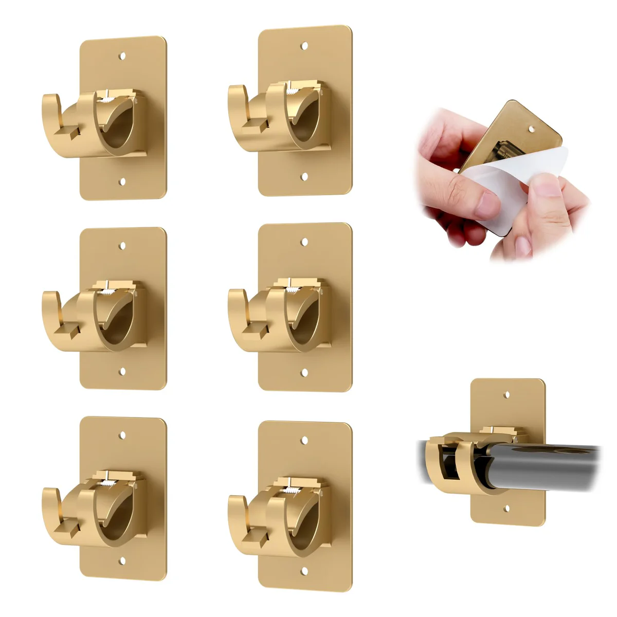 CIEMGNZOC No Drill Curtain Rod Brackets Holder