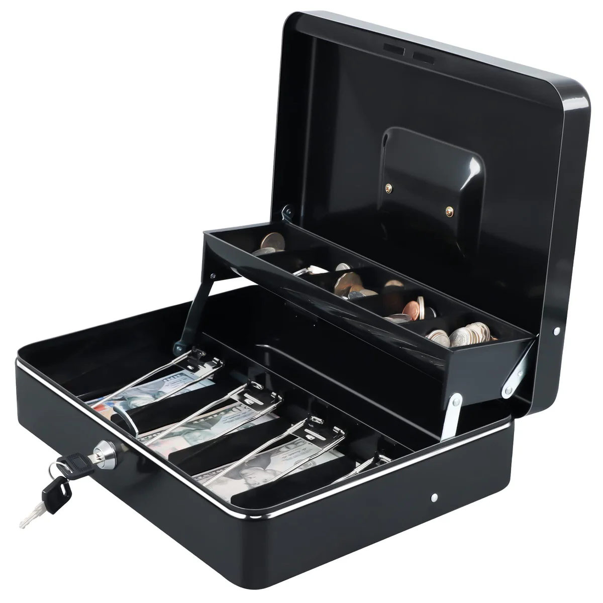 xydled Locking Cash Box Money Tray